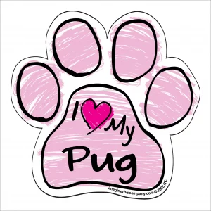 Pug Pink Scribble Paw Magnet