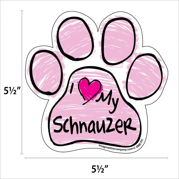 Schnauzer Pink Scribble Paw Magnet - Image 2