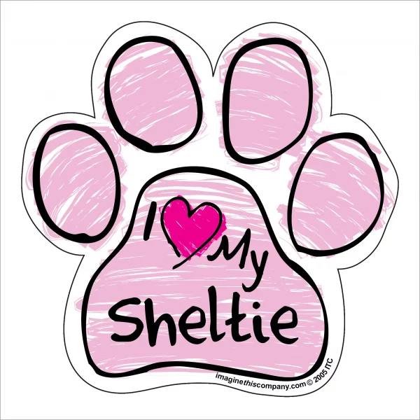 Sheltie Pink Scribble Paw Magnet