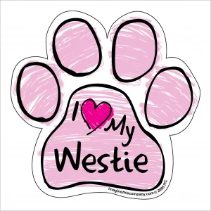 Westie Pink Scribble Paw Magnet