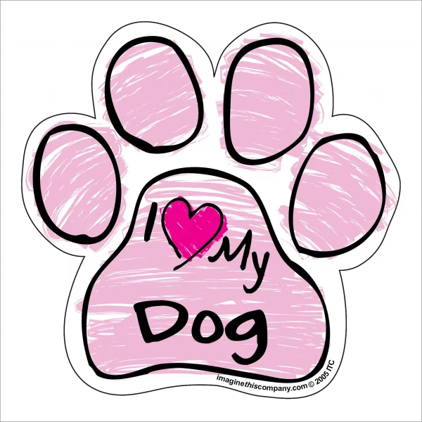 Dog Pink Scribble Paw Magnet