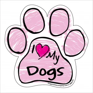 Dogs Pink Scribble Paw Magnet