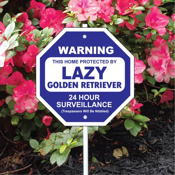 Lazy Golden Retreiver Garden Security Sign - Image 3