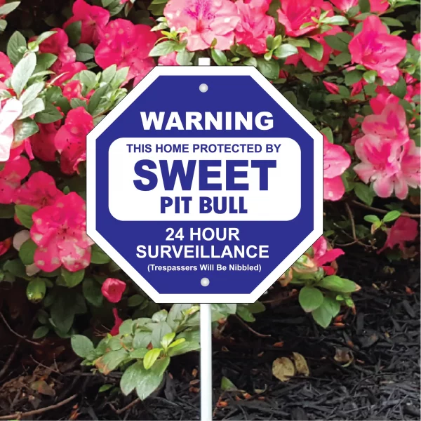 Sweet Pit Bull Garden Security Sign - Image 3