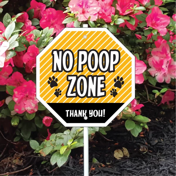 No Poop Zone Yellow Garden Sign - Image 3
