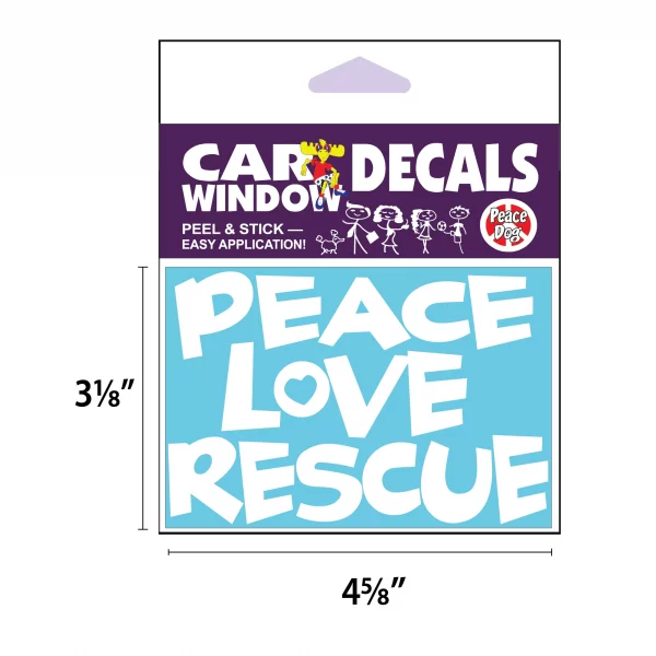 Peace Love Rescue Vinyl Decal - Image 2