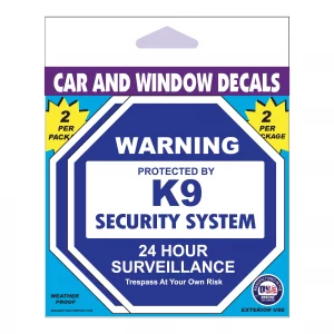 K9 Security System (Blue) 2 Pack Window Decals