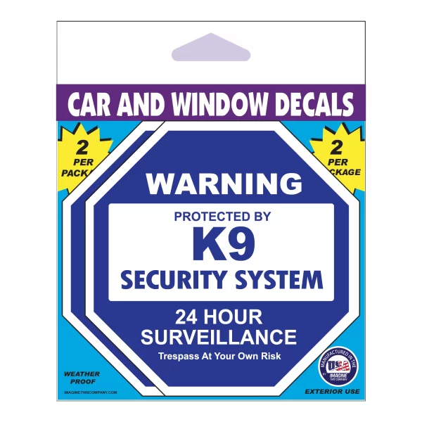 K9 Security System (Blue) 2 Pack Window Decals