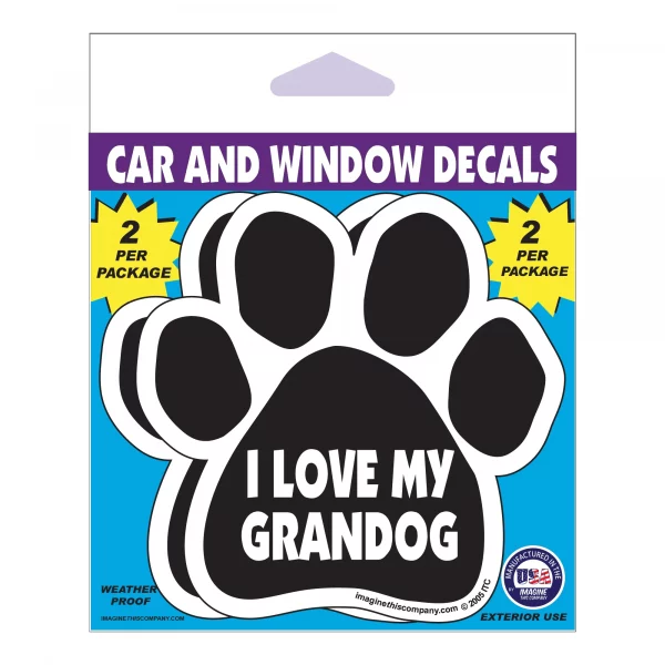 I Love My Grandog 2 Pack Window Decals