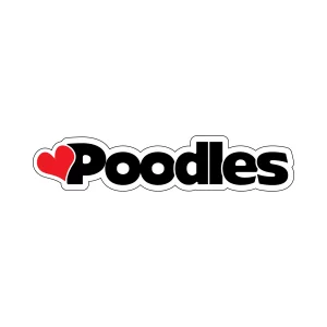 Heart Poodles Word Magnet