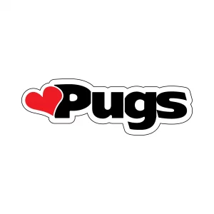 Heart Pugs Word Magnet