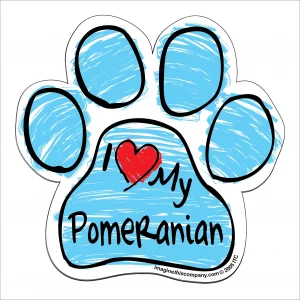 Pomeranian Blue Scribble Paw Magnet