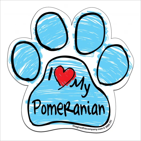 Pomeranian Blue Scribble Paw Magnet