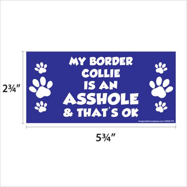 My Border Collie is an Asshole 2.75" x 5.75" Rectangle Magnet - Image 2