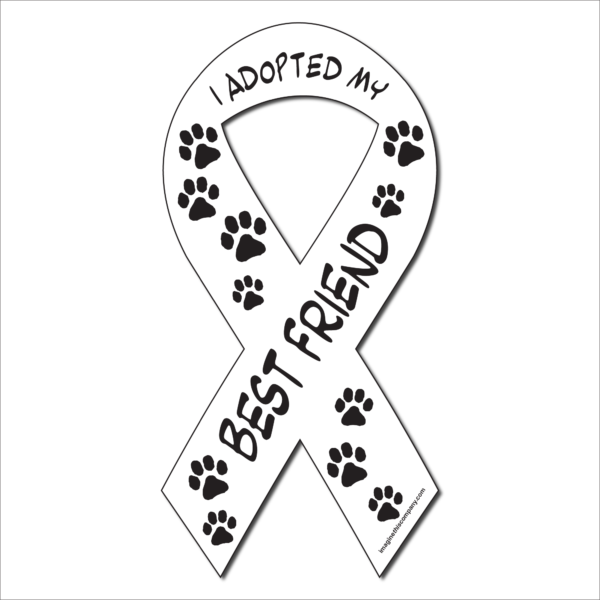 I Rescued My Best Friend White Ribbon Magnet