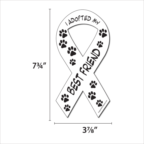 I Rescued My Best Friend White Ribbon Magnet - Image 2