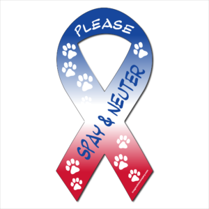 Spay and Neuter Red, White, and Blue Ribbon Magnet