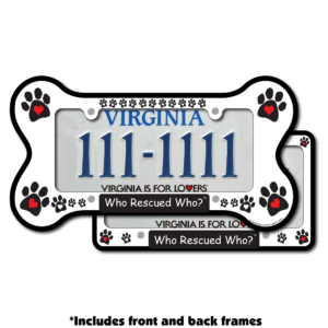 Who Rescued Who Bone Shaped License Plate Frame