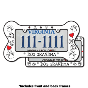 Dog Grandma Bone Shaped License Plate Frame