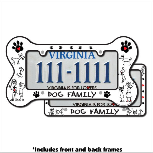 Dog Family Bone Shaped License Plate Frame