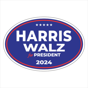 harris walz oval magnet blue