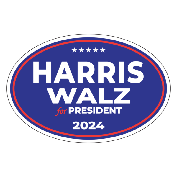 harris walz oval magnet blue