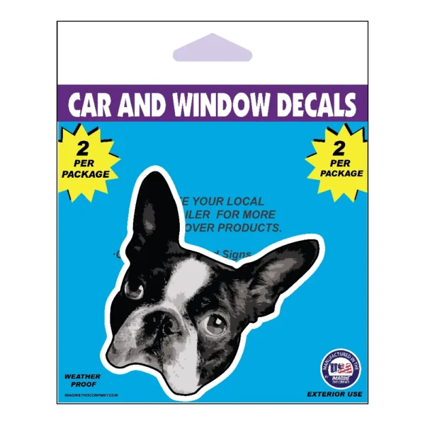 Boston Terrier Dog Face Decal 2 Pack