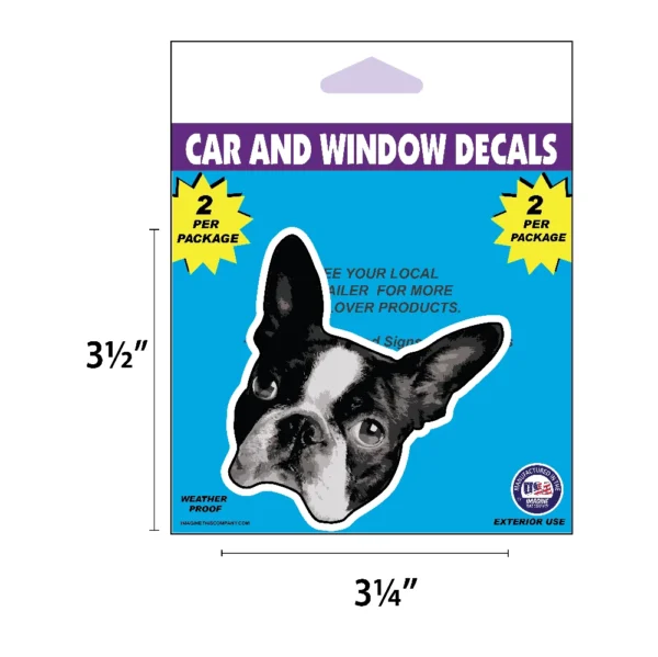 Boston Terrier Dog Face Decal 2 Pack - Image 2