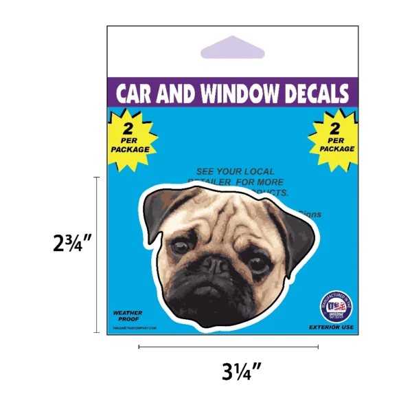 Pug Dog Face Decal 2 Pack - Image 2